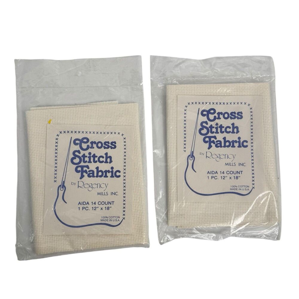 Regency Mills Aida 14 Count Cross‎ Stitch Fabric 12x18 100% Cotton 2 Pack Cream
